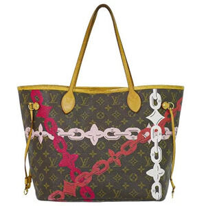 Louis Vuitton LV Neverfull Monogram Shoulder Tote Bag Canvas Leather Pink Brown